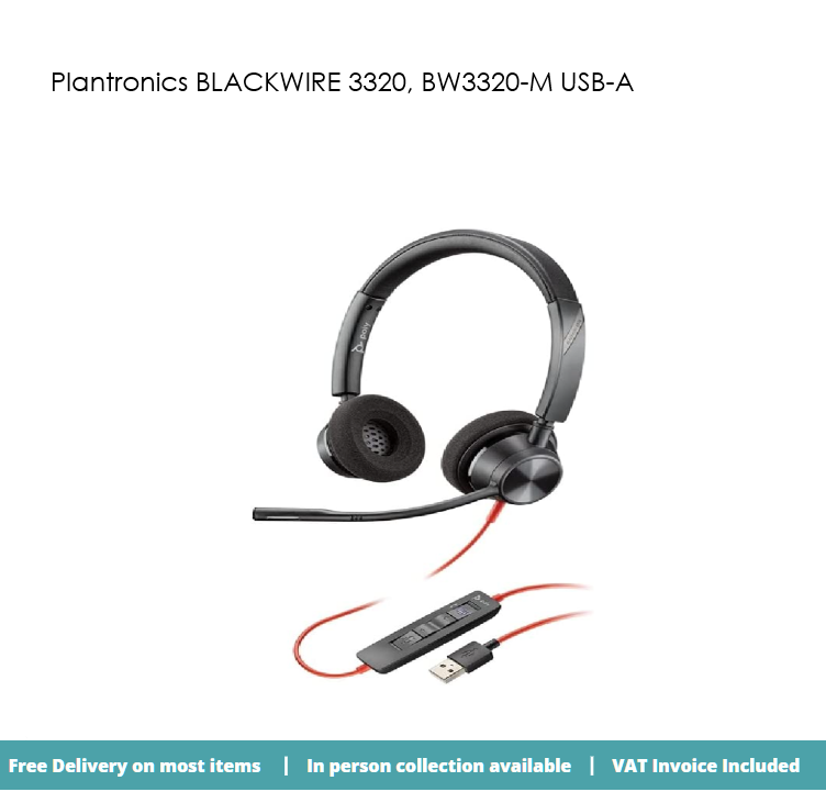 Poly Plantronics Blackwire BW3320-M USB-A Wired Headset Silicon Alley