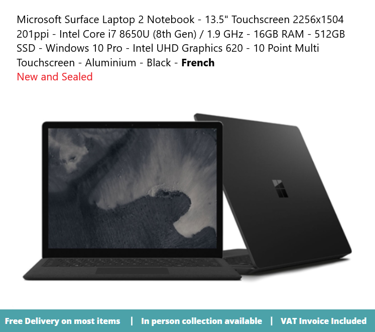 Microsoft Surface laptop CI78650U-13.5″ 16GB-512GB-French Keyboard  Windows 10 Pro Silicon Alley