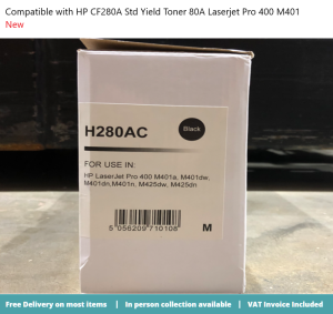 Compatible with fits HP CF280A Std Yield Toner 80A Pro 400 M401a