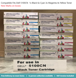 Compatible Fits Dell 5100CN Black Cyan Magenta Yellow Toner