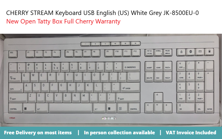 CHERRY STREAM Keyboard USB English (US) White Grey JK-8500EU-0 ...
