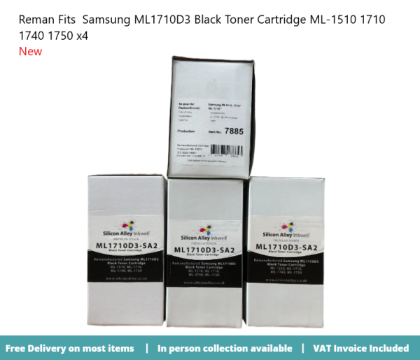 Reman Fits  Samsung ML1710D3 Black Toner Cartridge ML-1510 1710 1740 1750 x4