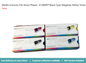 Media Sciences Fits Xerox Phaser  6128MFP Black Cyan Magenta Yellow Toner