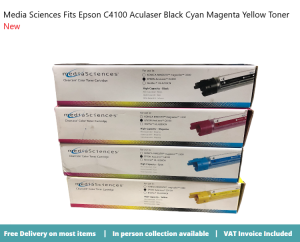 Media Sciences Fits Epson C4100 Aculaser Black Cyan Magenta Yellow Toner