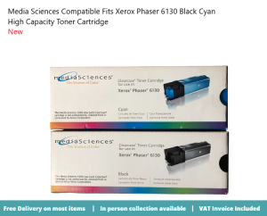 Compatible Fits Xerox Phaser 6130 Black Cyan Hi Cap Toner Cart