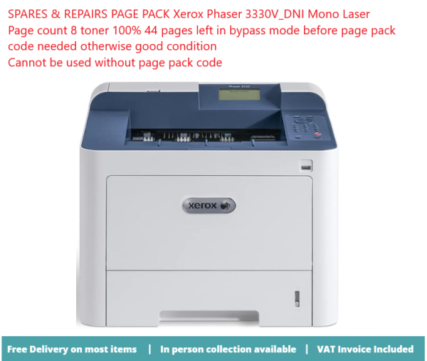 SPARES & REPAIRS PAGE PACK Xerox Phaser 3330V_DNI Mono Laser