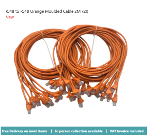 RJ48 to RJ48 Orange Moulded Cable 2M x20