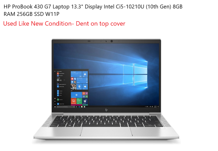 Laptop HP ProBook 430 G7 13.3" Display Ci5 10210U 8GB RAM 256GB SSD W11P - Image 2