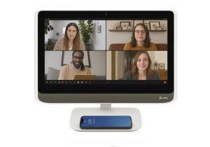 The Poly Studio P21 is an all-in-one personal meeting display designed for professional video conferencing, combining display, camera, microphone, speakers and lighting in a single USB-connected unit