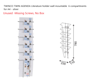 Twinco Wall Literature Holder 6 Compartments A4 Silver - 5140-8