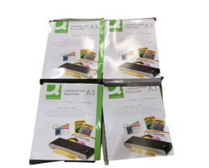 Laminating Pouch A3 250 Micron Q-Connect Pack of 100 x4 KF04124