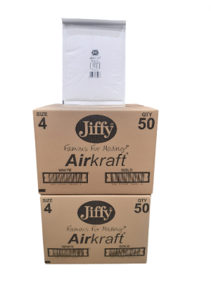 Jiffy Bags Envelopes Airkraft White 240X320mm Size 4 PK50 JL-4 2 Boxes
