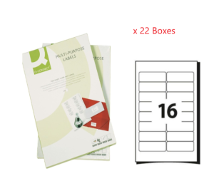 Labels Q Connect Multi Purpose 99.1 X 34 PK100 White 16 Per Sheet 22 Boxes