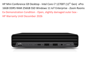 Desktop HP Mini Conference G9 Intel Core i7 12700T vPro 16GB DDR5 RAM 256GB Win11 IoT Enterprise - Zoom Rooms
