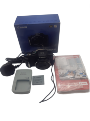 Digital Camera Canon PowerShot SX170 IS 16MP 16x Zoom Charger Battery Black